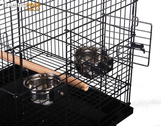 Large 148CM Black Open Roof Pet Bird Parrot Canary Cage Stainless - photo 4 of 10