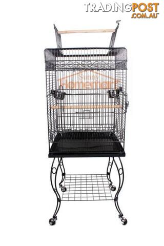 Large 148CM Black Open Roof Pet Bird Parrot Canary Cage Stainless - photo 3 of 10