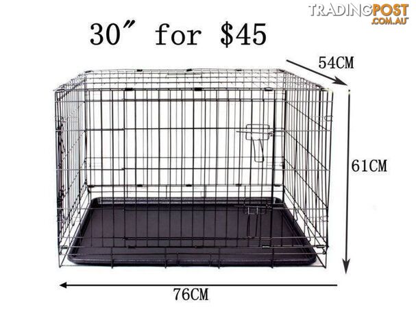 30 " dog cat Cage Metal Collapsible Crate PET safe