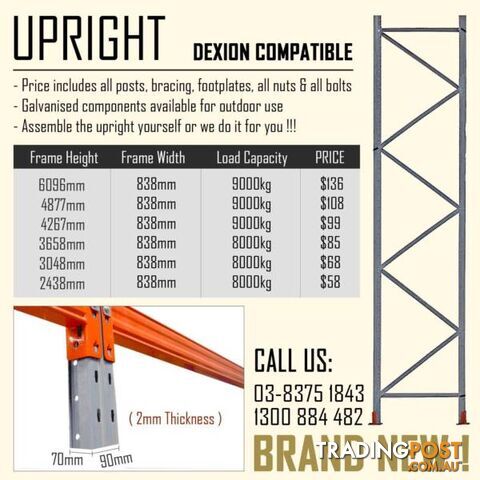 Pallet Racking Galvanised Upright Frames Dexion Warehouse - photo 2 of 7