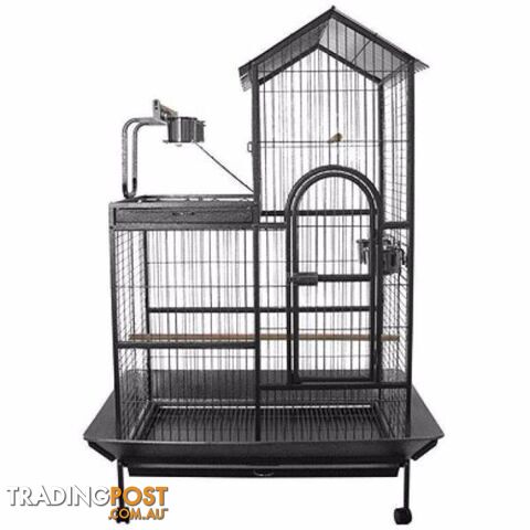 LARGE INDOOR BIRD BUDGIE PARROT WIRE CAGE AVIARY ON WHEELS