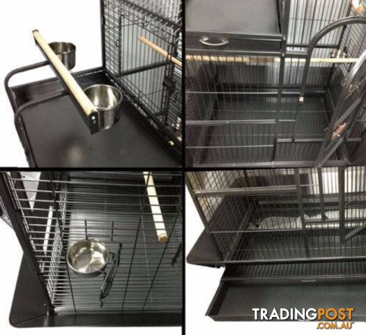 LARGE INDOOR BIRD BUDGIE PARROT WIRE CAGE AVIARY ON WHEELS - photo 4 of 7