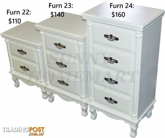 White wooden bed side stand cabinet lamp stand multi-drawers - photo 2 of 10