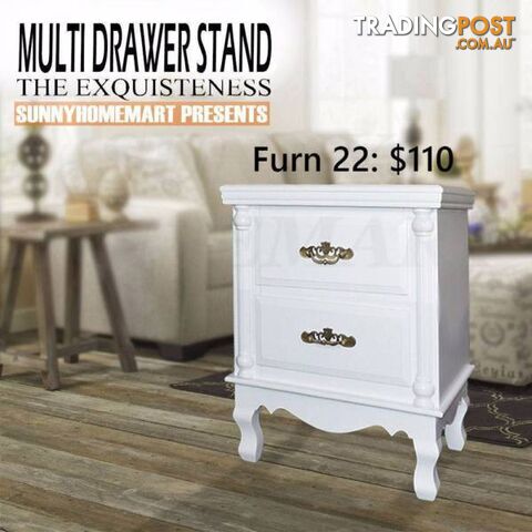 White wooden bed side stand cabinet lamp stand multi-drawers - photo 5 of 10