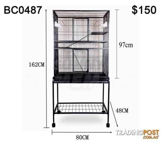 Large 162CM Stand-Alone Parrot Aviary Budgie Canary Bird Rat Cage