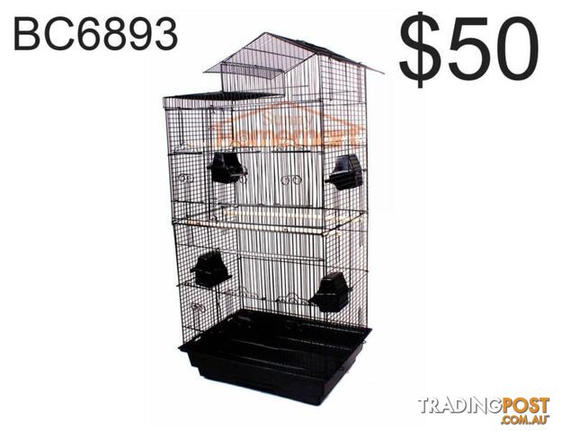 94CM Elegant Traditional House Top Bird Cage Carry Cage Black