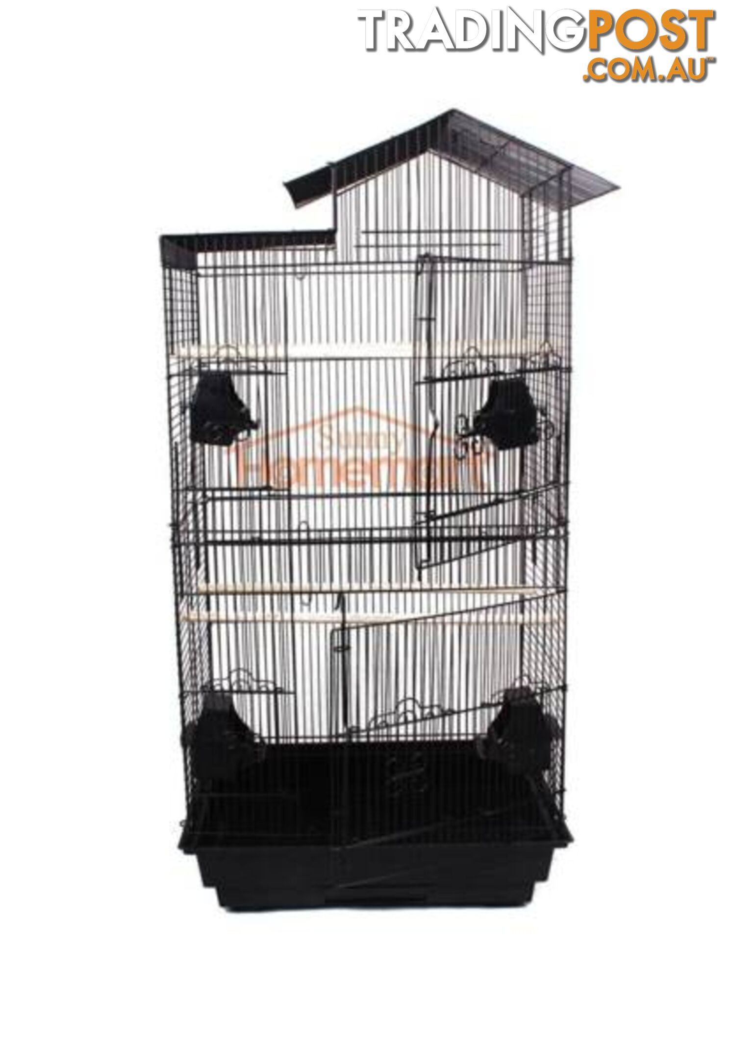 94CM Elegant Traditional House Top Bird Cage Carry Cage Black