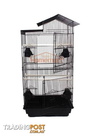 94CM Elegant Traditional House Top Bird Cage Carry Cage Black