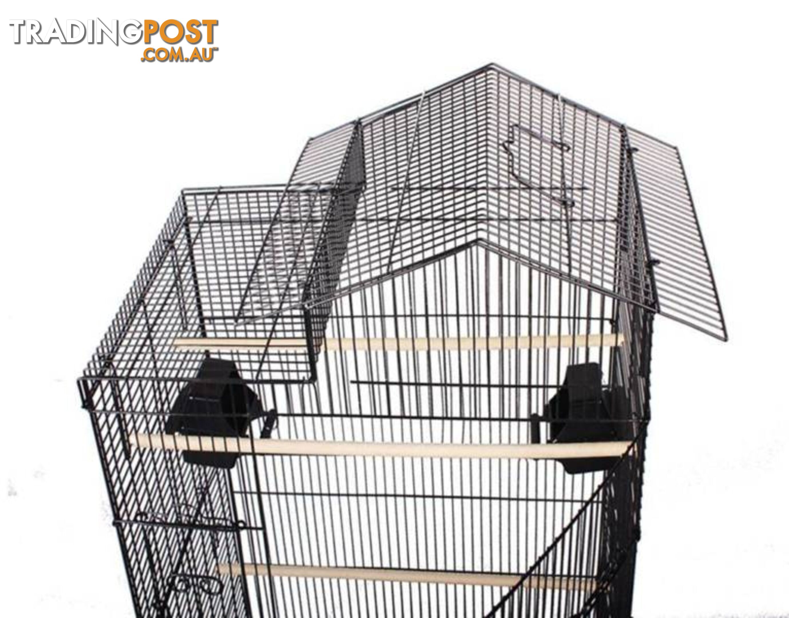 94CM Elegant Traditional House Top Bird Cage Carry Cage Black