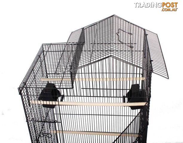 94CM Elegant Traditional House Top Bird Cage Carry Cage Black