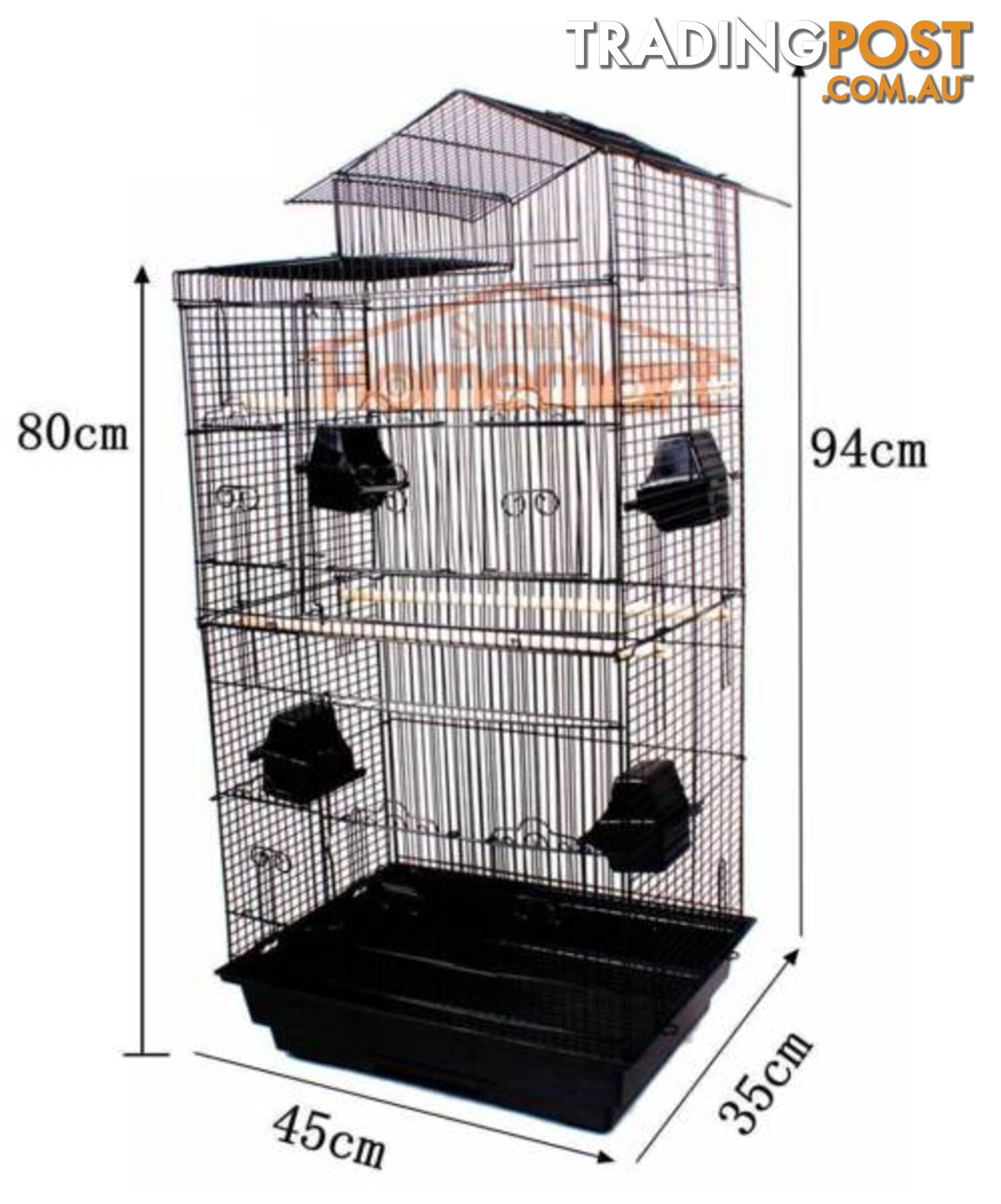 94CM Elegant Traditional House Top Bird Cage Carry Cage Black