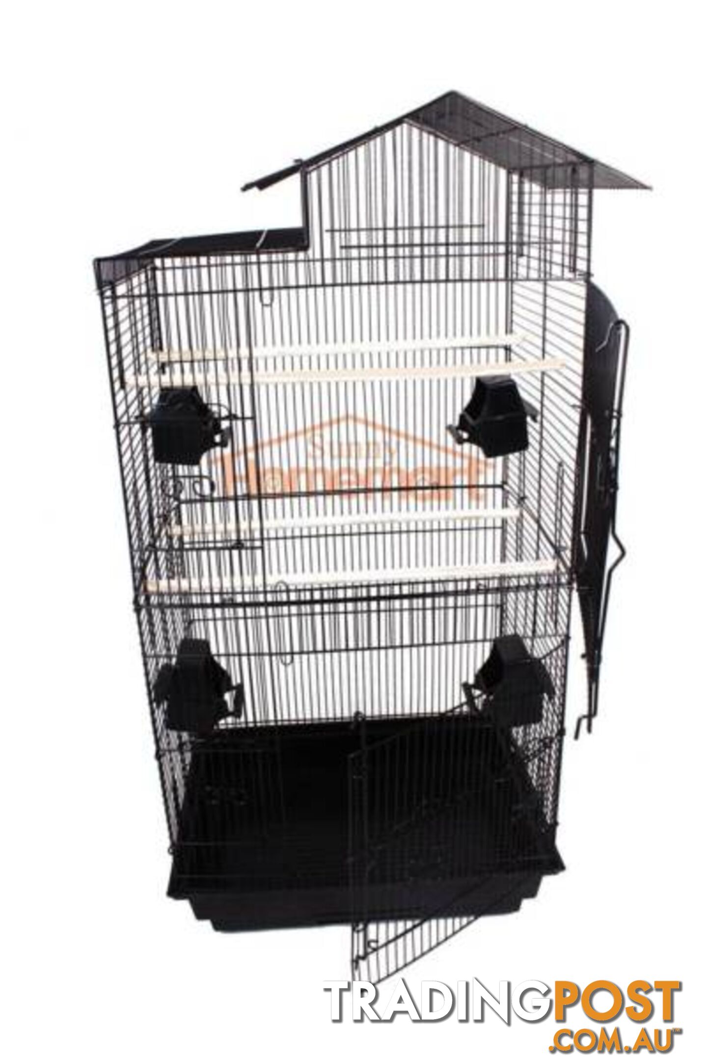 94CM Elegant Traditional House Top Bird Cage Carry Cage Black