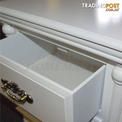 White wooden bed side stand cabinet lamp stand 2-level multi draw - photo 3 of 4
