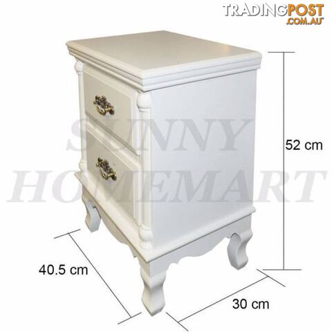 White wooden bed side stand cabinet lamp stand 2-level multi draw - photo 2 of 4