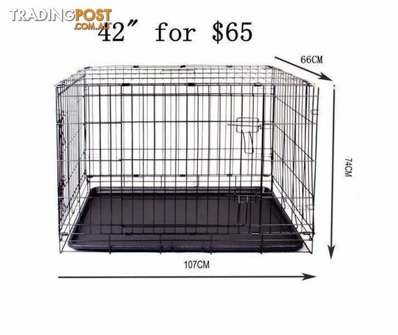 Large 42"Dog Cage PET cat Crate Metal foldable training kennel