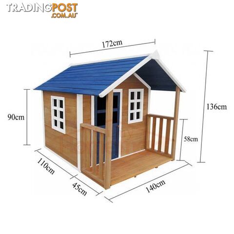 Kids Wooden Cubby House Outdoor Playhouse + Windows Sandpit - photo 2 of 10