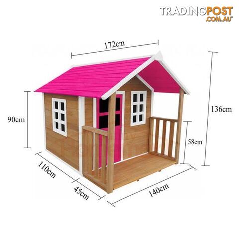 Kids Wooden Cubby House Outdoor Playhouse + Windows Sandpit - photo 3 of 10