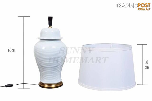 New White Glazed Ceramic Base with white shade Table Lamp 51x85cm - photo 3 of 9