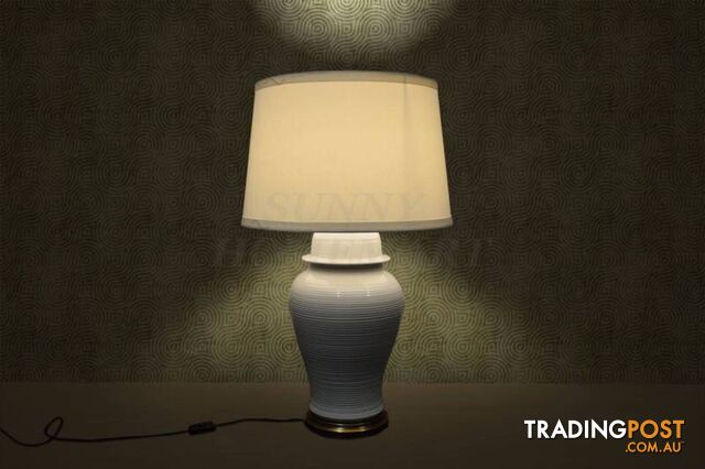 New White Glazed Ceramic Base with white shade Table Lamp 51x85cm - photo 4 of 9
