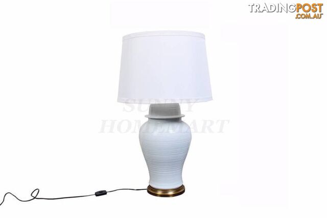 New White Glazed Ceramic Base with white shade Table Lamp 51x85cm