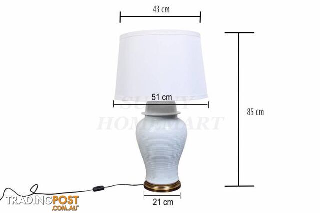 New White Glazed Ceramic Base with white shade Table Lamp 51x85cm - photo 2 of 9