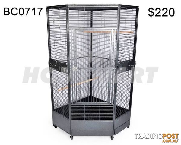 Extra Large 163CM Premium Corner Parrot Aviary Bird Cage On Wheel