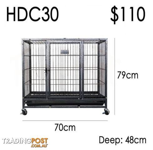30" Heavy Duty Metal Tube Pet Puppy Dog Cage Crate on Castors