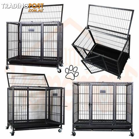 30" Heavy Duty Metal Tube Pet Puppy Dog Cage Crate on Castors - photo 5 of 7