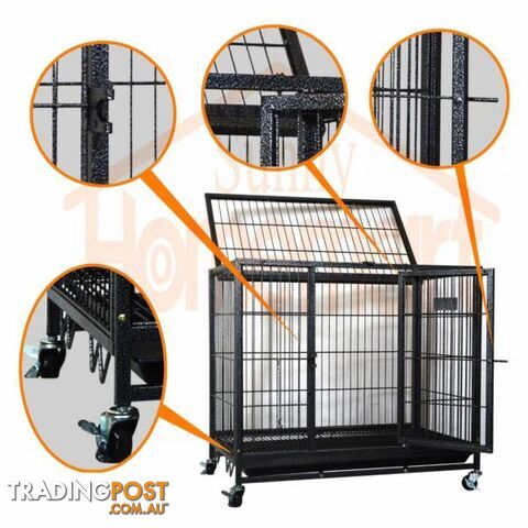 30" Heavy Duty Metal Tube Pet Puppy Dog Cage Crate on Castors - photo 2 of 7