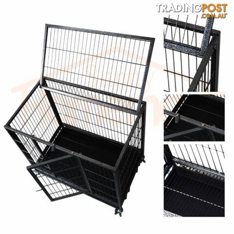 30" Heavy Duty Metal Tube Pet Puppy Dog Cage Crate on Castors - photo 4 of 7