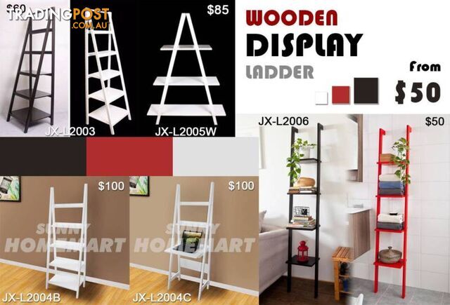 Wooden Display Ladder Book Shelf Wall Rack Home Furniture