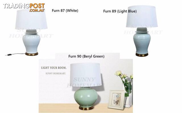New Glazed Ceramic Base with white shade Table Lamp