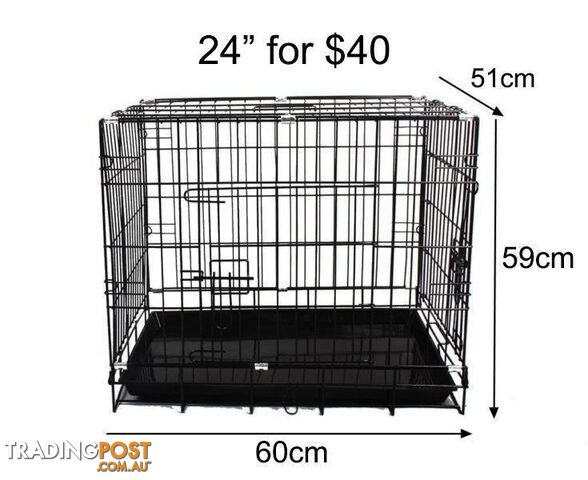 24" Pet Crate foldable collapsible cage dog cat