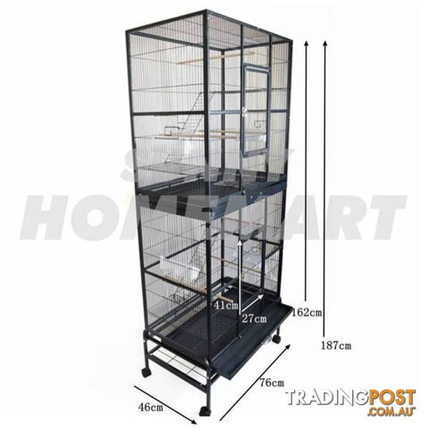 XLarge 187 CM Stand-Alone 2 Level Parrot Aviary Canary Bird Cage - photo 2 of 10