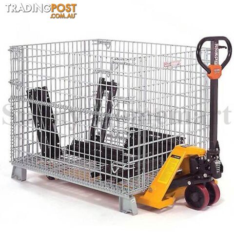 COLLAPSIBLE STACKABLE FOLDING WIRE MESH STILLAGE BASKET WAREHOUSE - photo 2 of 6