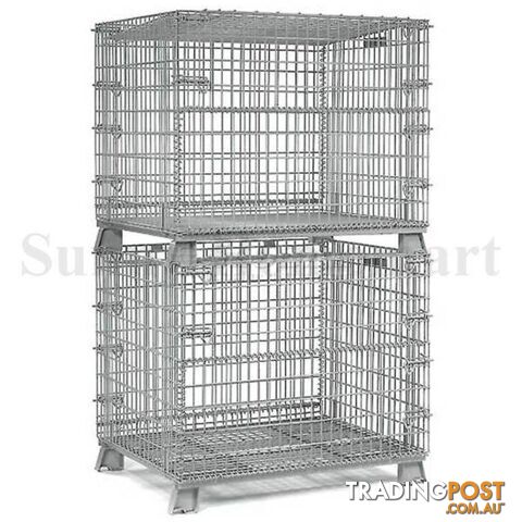 COLLAPSIBLE STACKABLE FOLDING WIRE MESH STILLAGE BASKET WAREHOUSE - photo 3 of 6