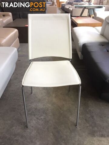 WHITE LEATHER DINING CHAIR - photo 2 of 5
