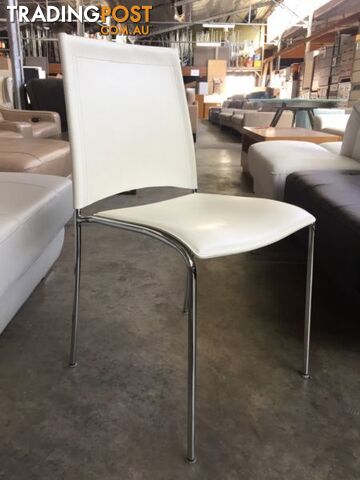 WHITE LEATHER DINING CHAIR