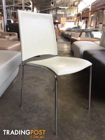 WHITE LEATHER DINING CHAIR