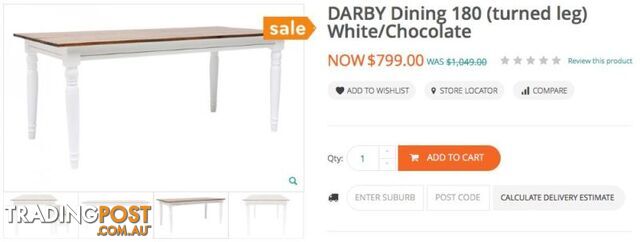 DARBY DINING TABLE 1800