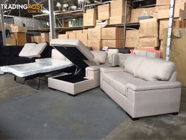 CREAM FABRIC SOFA SET 3s chaise + 2 - photo 2 of 10