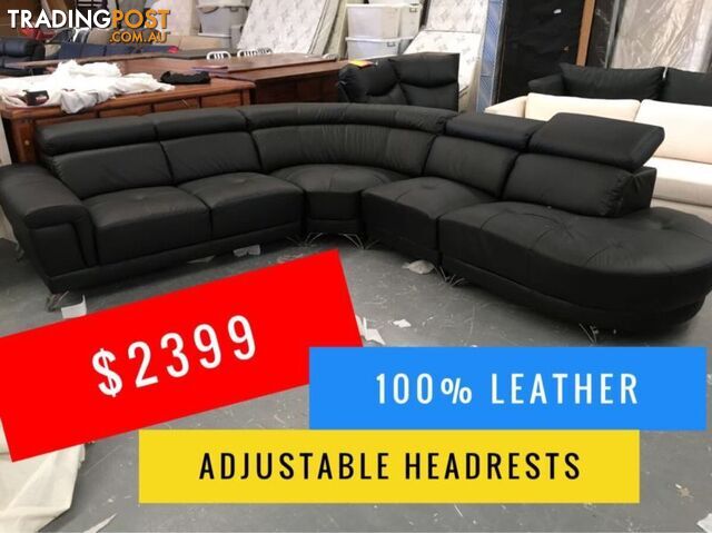 PEARL LEATHER CORNER LOUNGE - FURNITURE OUTLET - SPECIAL OFFER