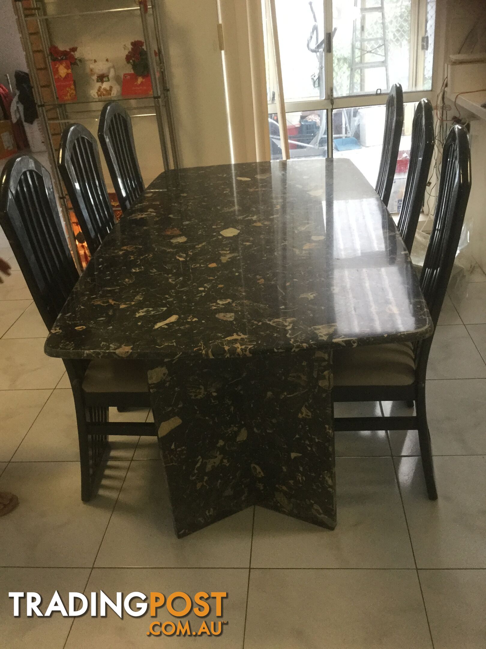 Super golden valuable gem pure genuine marble table,chairs from Italy