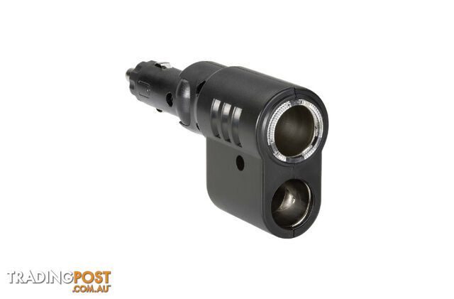 Narva Cigarette Lighter Plug with Adjustable Twin Accessory Sockets and Lighter Fixture