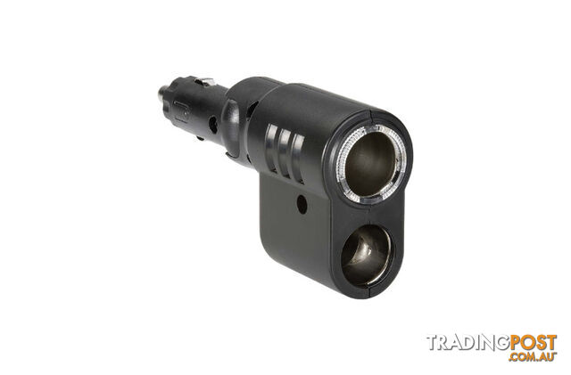 Narva Cigarette Lighter Plug with Adjustable Twin Accessory Sockets and Lighter Fixture