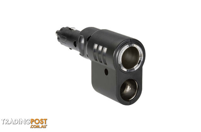 Narva Cigarette Lighter Plug with Adjustable Twin Accessory Sockets and Lighter Fixture