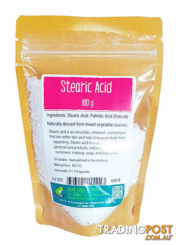 Stearic Acid Cosmetic Wax - 100 gram - Green Living Australia - MPN: 3618