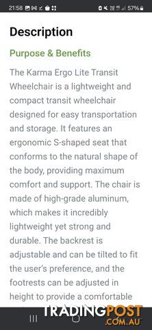 Transit wheelchair KARMA