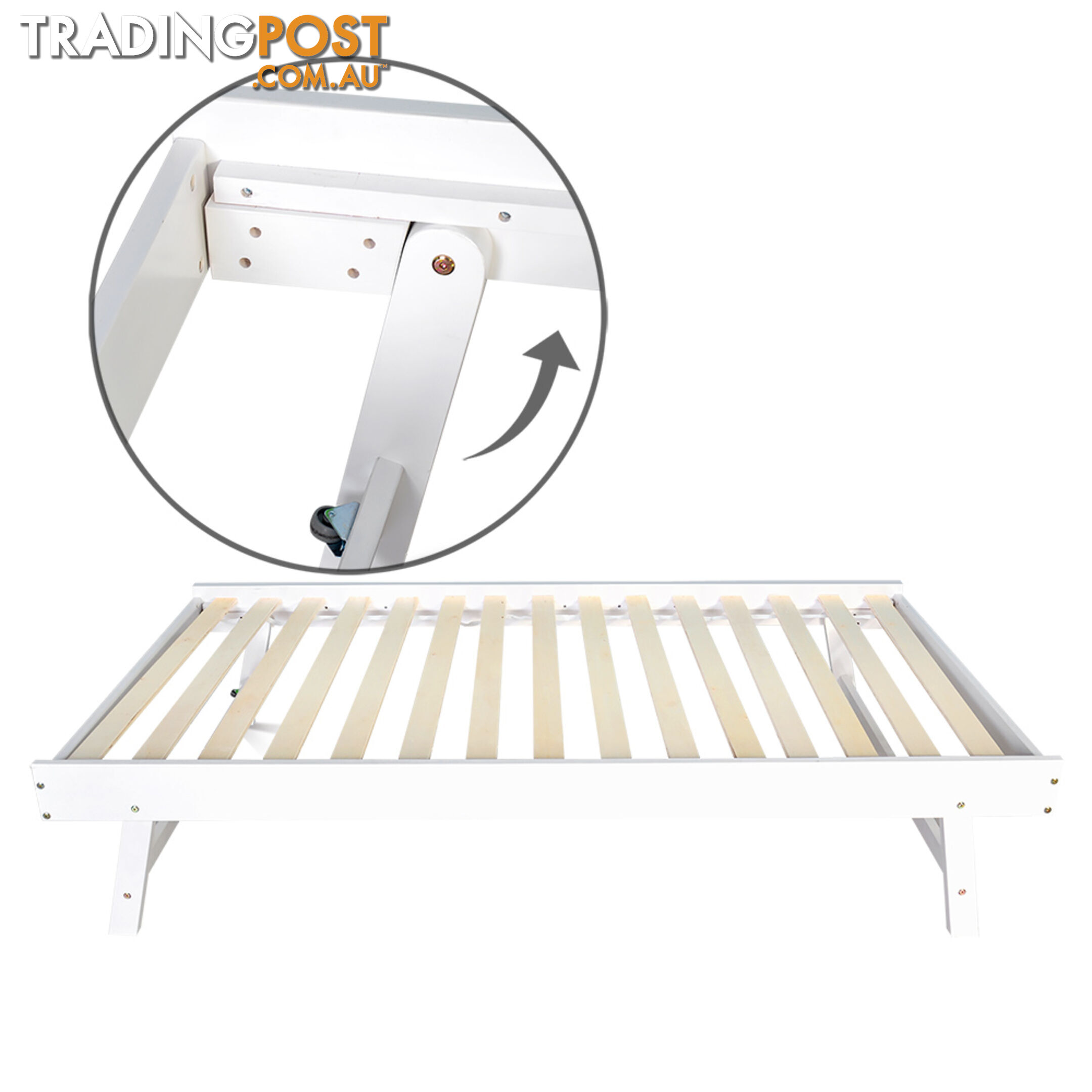 Wooden Sofa Bed Frame Single White