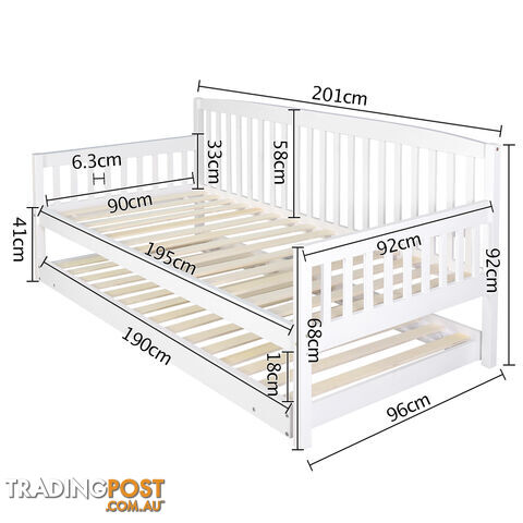 Wooden Sofa Bed Frame Single White